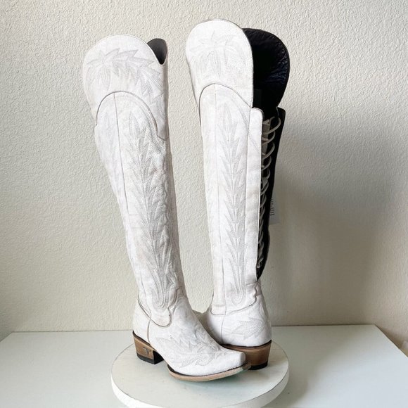 Lane Boots Shoes - Lane Boots LEXINGTON OTK Womens 6 White Western Wedding Embroidered Snip Toe NEW